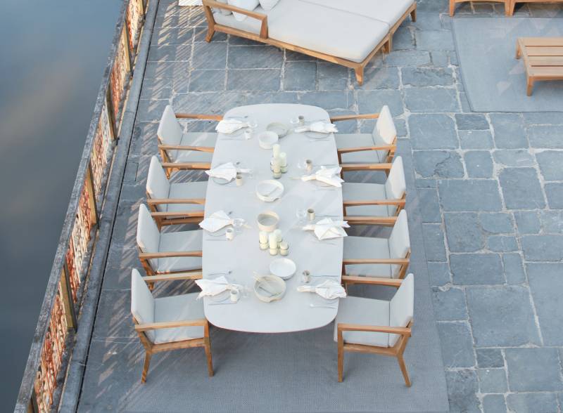 Table de repas en structure en teck extensible collection Zidiz par Royal botanique à Menton